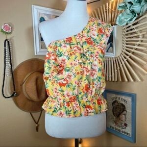 AMERICAN EAGLE Spring One Shoulder Ruffle Tank Cropped Top - Plz Read